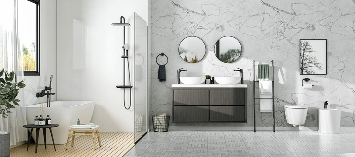 Luxury bathroom with Castel Spain faucets